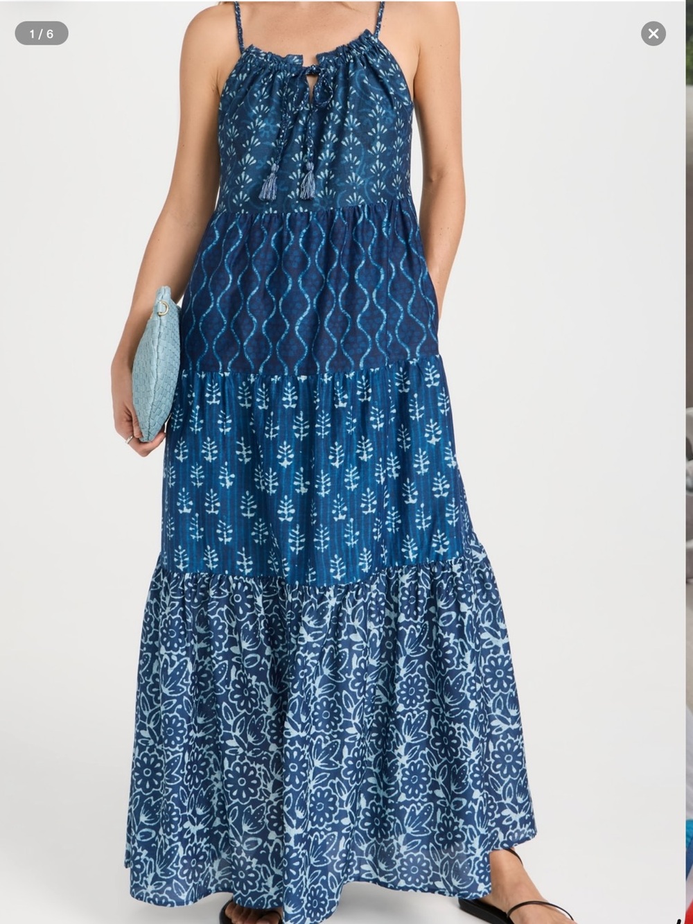 Faherty Sun Chaser Maxi Dress Size M NWT Blue Sunburst Maxi Print